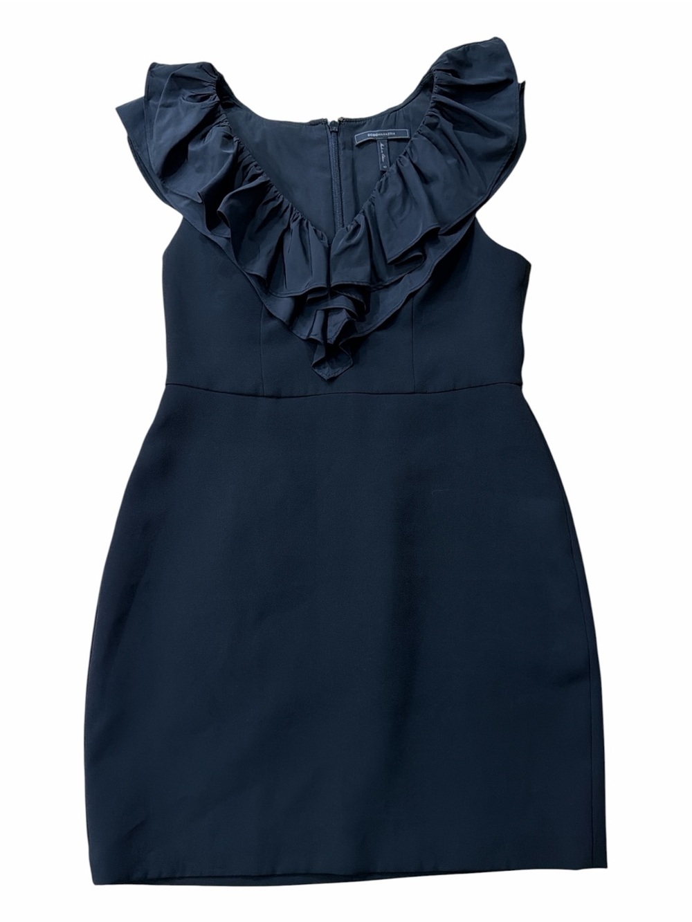 BCBGMaxAzria Black Ruffle V-Neck Mini Dress